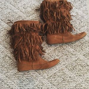 Brown Fringe Boots